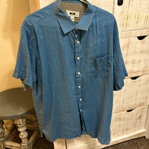 Like to medium blue, button-down, cotton shirt with pocket